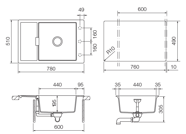 Кухонная мойка ETON 60D Small CRISTADUR 700913 SCHOCK от магазина ЛесКонПром.ру