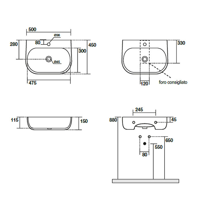 Раковина Kerasan Nolita 50 534031*1 Черная матовая от магазина ЛесКонПром.ру