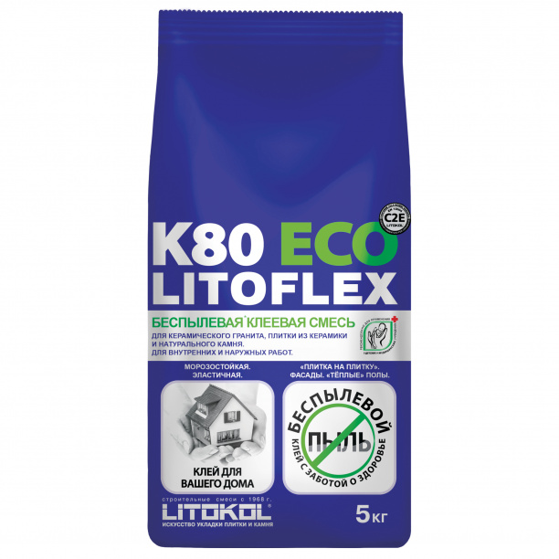 Клей для плитки C2E LITOKOL LITOFLEX K80 ECO 5 кг от магазина ЛесКонПром.ру