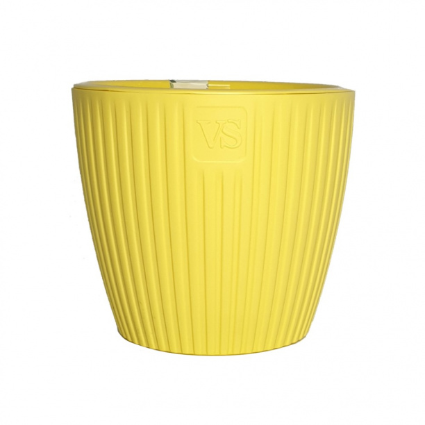 Горшок пластиковый Эви желтый d14 см h13 см 1,5 л от магазина ЛесКонПром.ру
