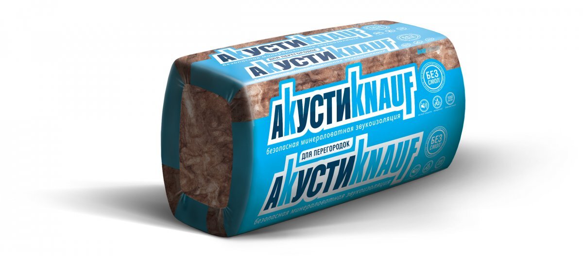 Плита звукоизоляционная АкустиKNAUF TS 037 1250х610х100 мм, 8 шт от магазина ЛесКонПром.ру
