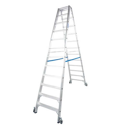 Стремянка алюминиевая двухсторонняя Krause Stabilo с роликами 2х12 ступеней (арт. 124883) от магазина ЛесКонПром.ру