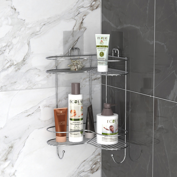 Полка сетчатая Kleber Light 2-ярусная угловая от магазина ЛесКонПром.ру