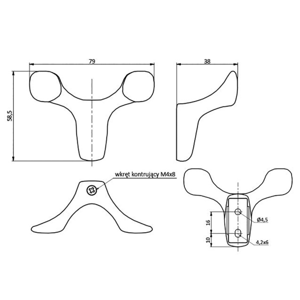 Крючок мебельный Toled B0 сатин от магазина ЛесКонПром.ру
