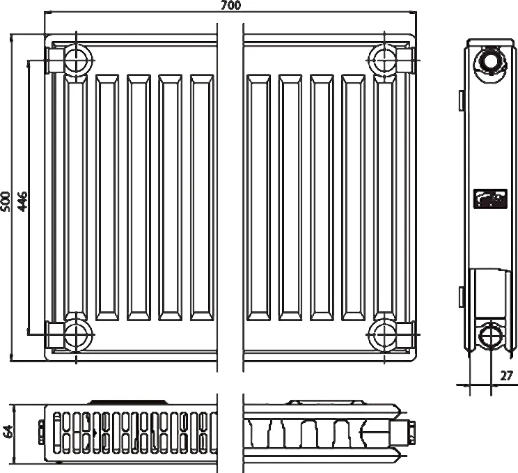 Радиатор стальной Kermi FKO 120500701N2Y тип 12 от магазина ЛесКонПром.ру