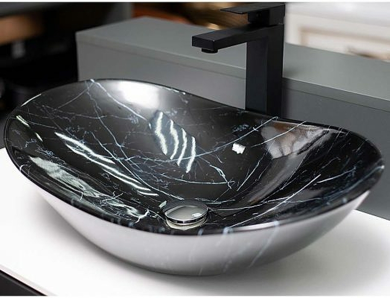 Раковина-чаша CeramaLux 60 7404BM Черный мрамор от магазина ЛесКонПром.ру