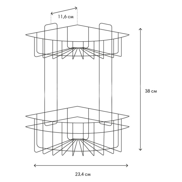 Полка сетчатая ЧМЗ Кашалот 2-ярусная угловая хром от магазина ЛесКонПром.ру