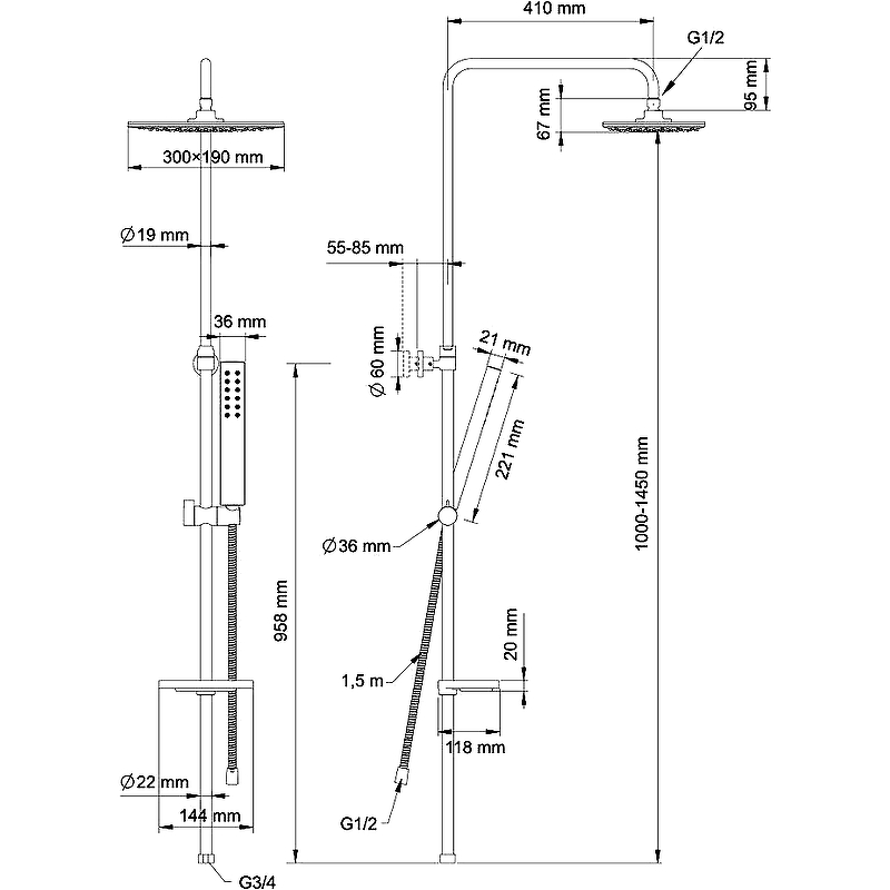 Душевая система Swedbe Calypso 5070 Хром от магазина ЛесКонПром.ру