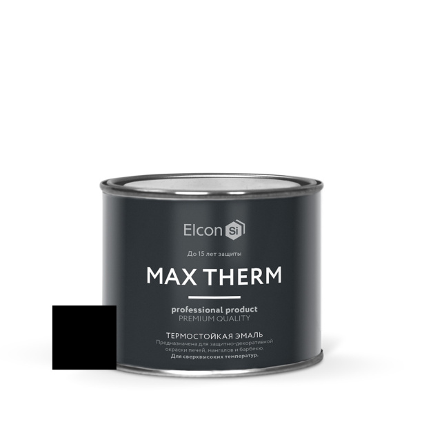 Эмаль термостойкая Elcon +1200C Max Therm 0,4 кг RAL9005 черная от магазина ЛесКонПром.ру