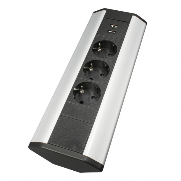 Блок розеток угловой GLS 3 розетки +2USB черный от магазина ЛесКонПром.ру