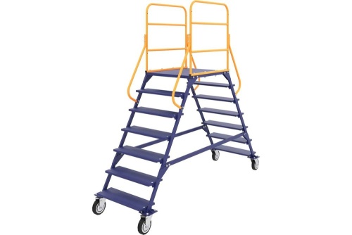 Лестница передвижная, шесть ступеней и два лестничных марша ЛР 6.2 670х2330х2137 RUSKLAD  без колес от магазина ЛесКонПром.ру