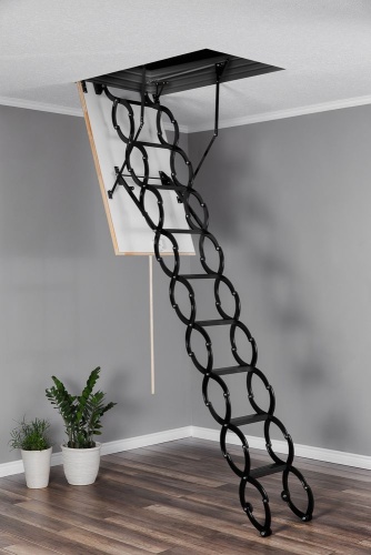 Чердачная лестница ножничного типа NOZYCOWE METAL TERMO  с люком 70Х130, H 315 см OMAN от магазина ЛесКонПром.ру