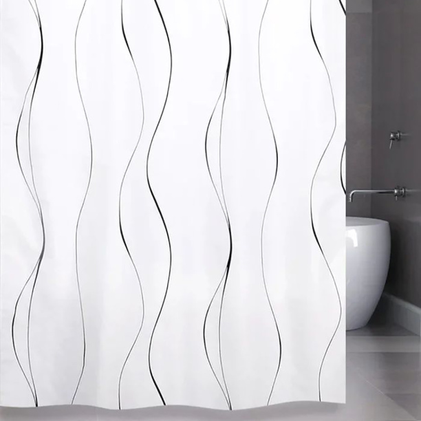 Штора для ванной BATH PLUS Waves on white 180х180 см текстиль белая от магазина ЛесКонПром.ру