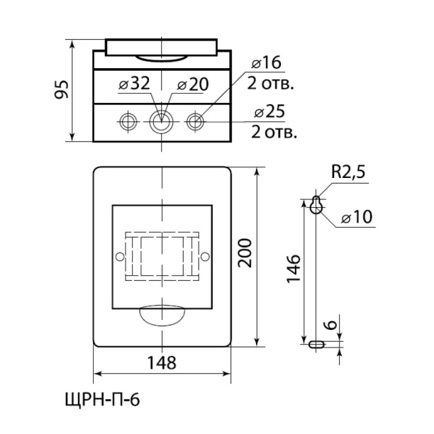 Ящик пластиковый наружный TDM ЩРН-П-6 от магазина ЛесКонПром.ру