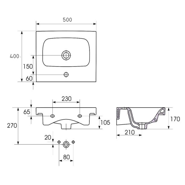 Раковина Cersanit MODUO 50 см от магазина ЛесКонПром.ру
