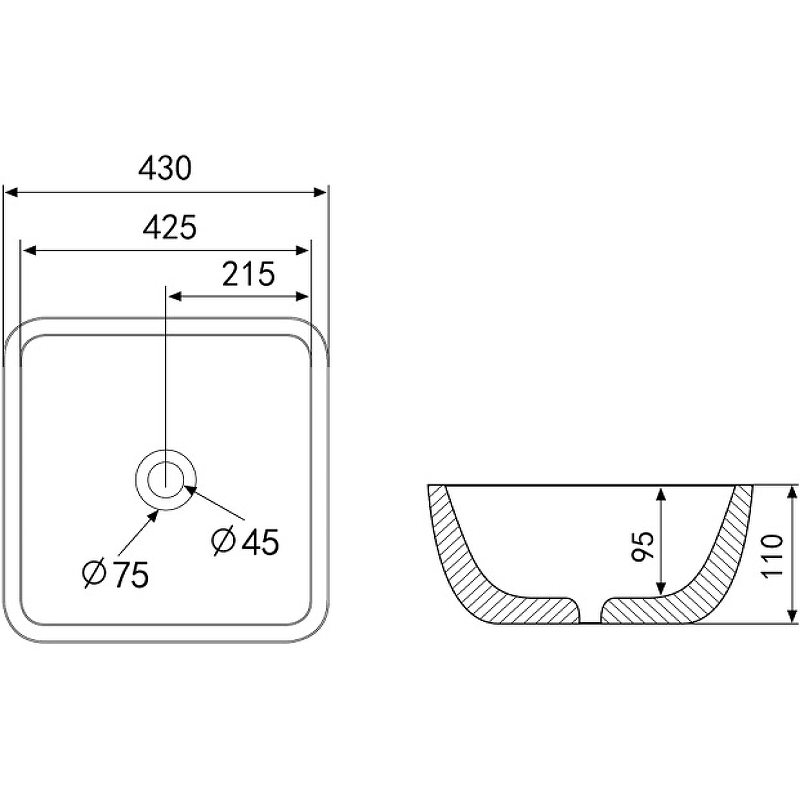 Раковина-чаша Abber Rechteck 43 AC2205 Белая от магазина ЛесКонПром.ру