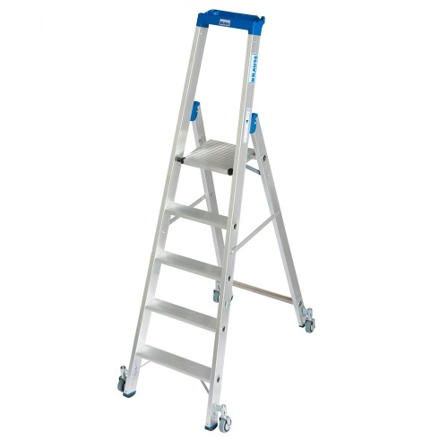 Стремянка алюминиевая Krause Stabilo с роликами 5 ступеней (арт. 124623) от магазина ЛесКонПром.ру