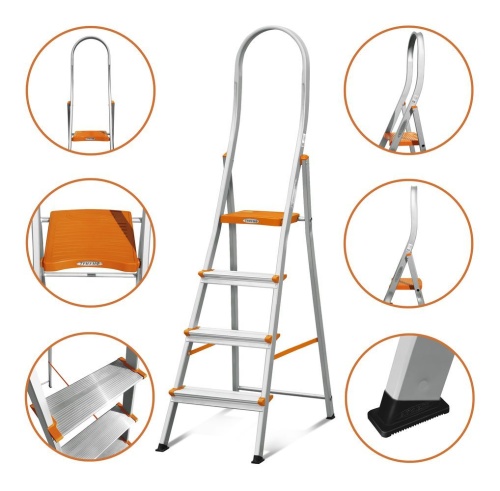 Стремянка алюминиевая анодированная С широкими ступенями Эйфель 4 ступени (арт. Триумф 104) от магазина ЛесКонПром.ру