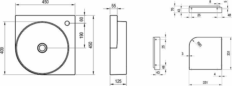 Раковина Ravak Yard 45 C XJX01245000 угловая Белая от магазина ЛесКонПром.ру