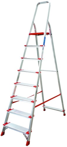 Стремянка алюминиевая профессиональная с широкими ступенями Новая Высота 8 ступеней (арт. 3117108) от магазина ЛесКонПром.ру
