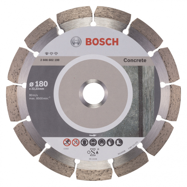 Сегментный алмазный диск по бетону BOSCH Standard for Concrete 180х2х22,23 мм от магазина ЛесКонПром.ру