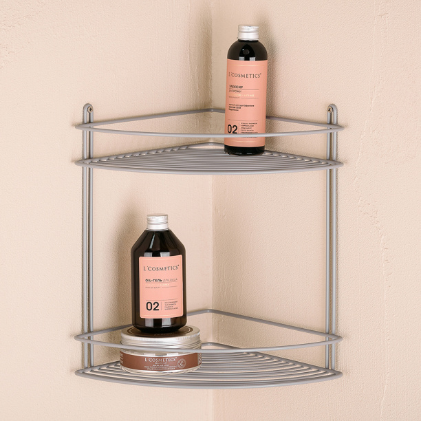 Полка сетчатая ЧМЗ 2-ярусная угловая серая от магазина ЛесКонПром.ру