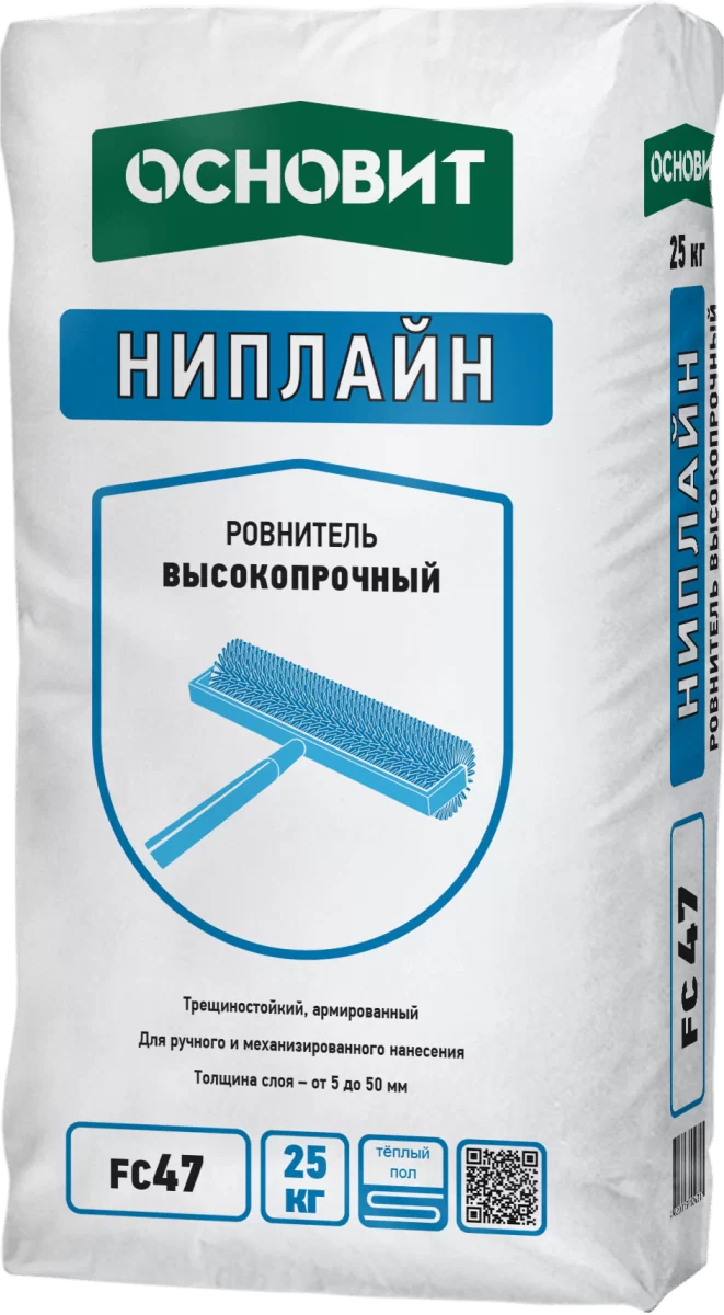 Смесь сухая высокопрочная для выравнивания пола ОСНОВИТ Ниплайн FC47 25 кг от магазина ЛесКонПром.ру