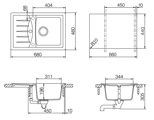 Кухонная мойка GENIUS 45D CRISTALITE 700254 SCHOCK от магазина ЛесКонПром.ру