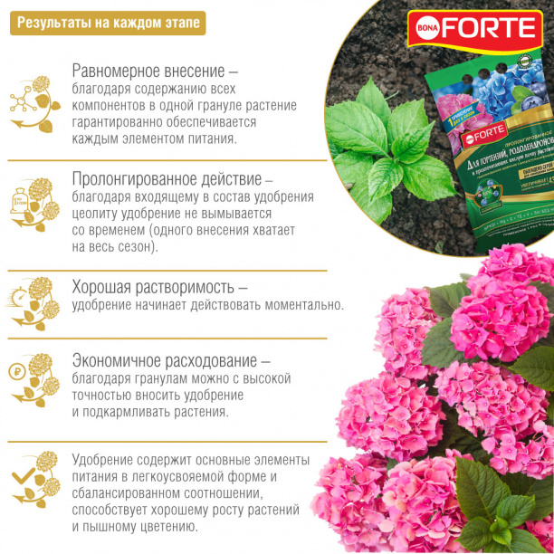 Удобрение Bona Forte для гортензий и рододендронов 2,5 кг от магазина ЛесКонПром.ру