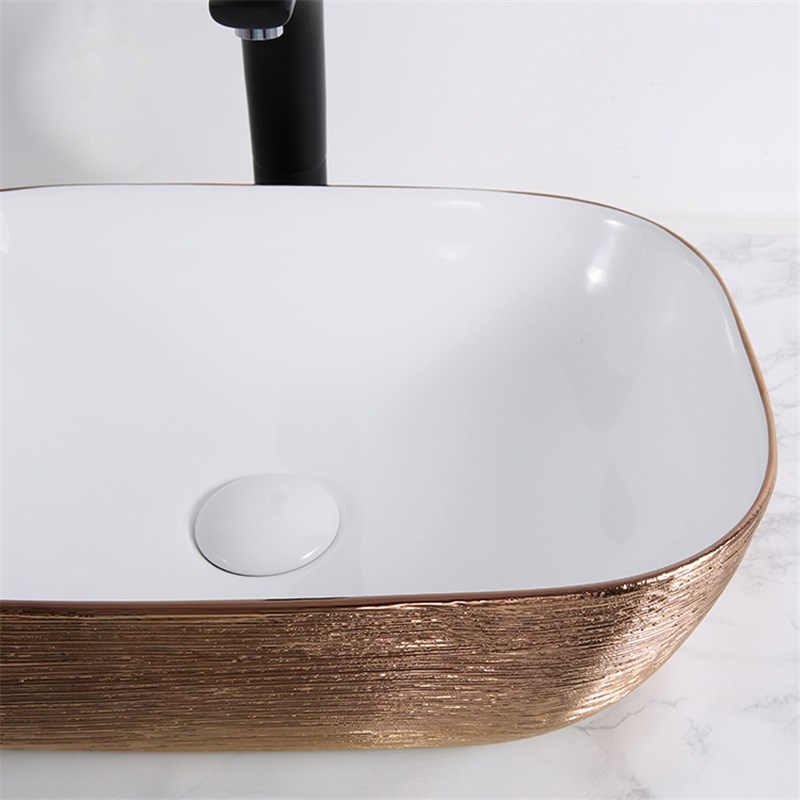 Раковина-чаша Mira 46 MR-4632LWG Белая Золото от магазина ЛесКонПром.ру