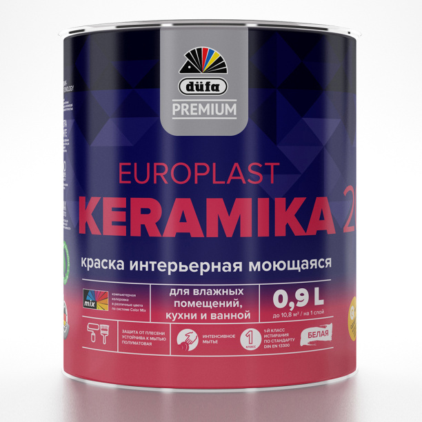 Краска интерьерная dufa PREMIUM Europlast Keramika 20 белая 0,9 л база 1 от магазина ЛесКонПром.ру