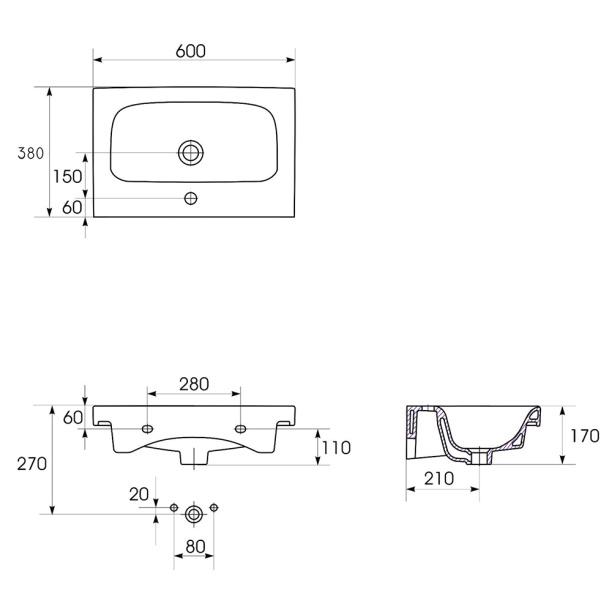 Раковина Cersanit MODUO SLIM 60 см от магазина ЛесКонПром.ру