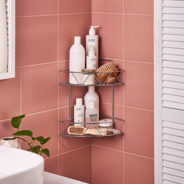 Полка сетчатая ЧМЗ Зигзаг 2-ярусная угловая хром от магазина ЛесКонПром.ру