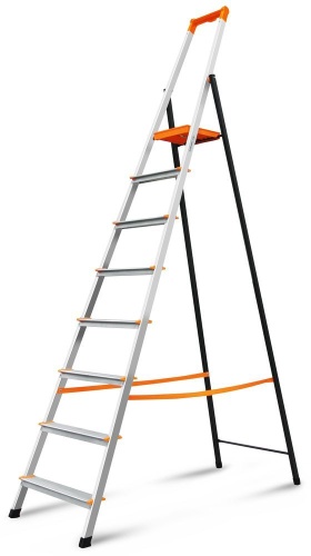 Стремянка алюминиевая анодированная Эйфель 8 ступеней (арт. Фаворит-Профи 108) от магазина ЛесКонПром.ру