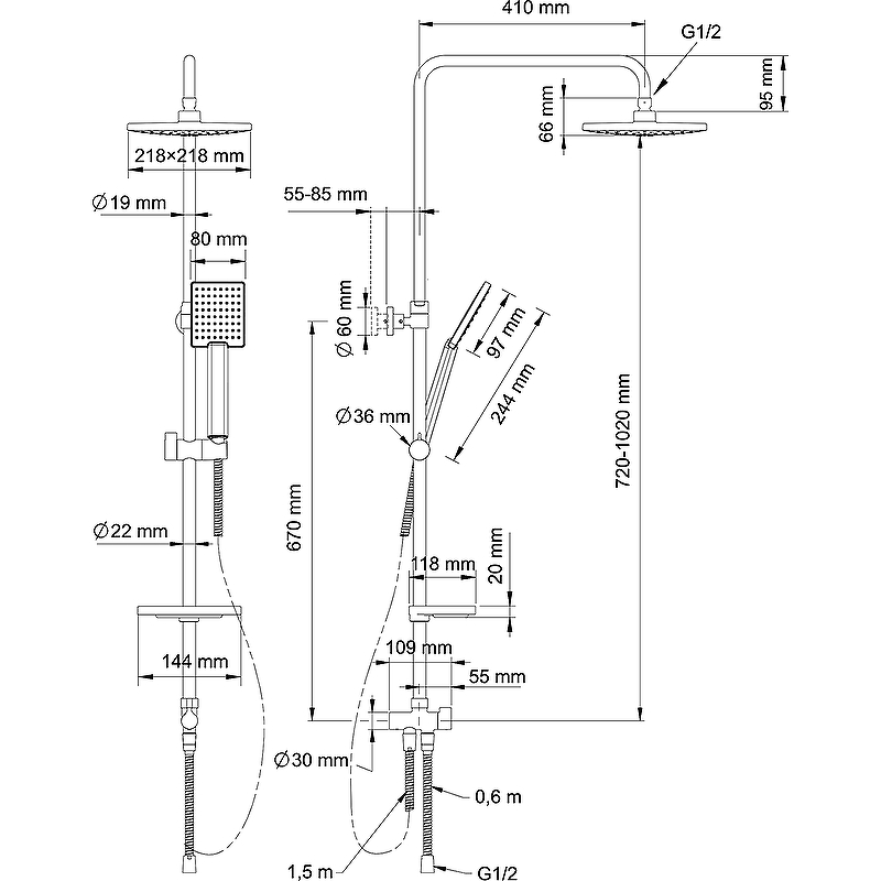 Душевая система Swedbe Calypso 5065 Хром от магазина ЛесКонПром.ру