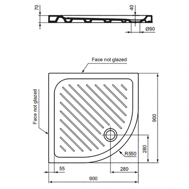 Душевой поддон VIDIMA Fresh 90х90х7 см полукруг от магазина ЛесКонПром.ру