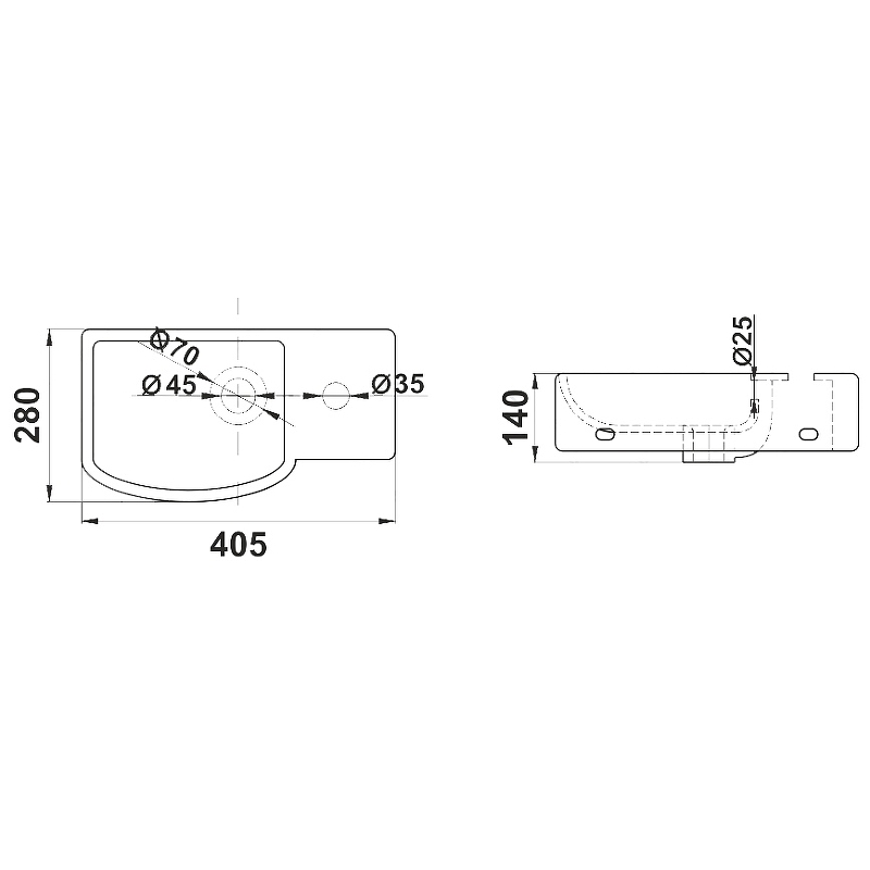 Раковина Melana 41 MLN-78404L Белая от магазина ЛесКонПром.ру
