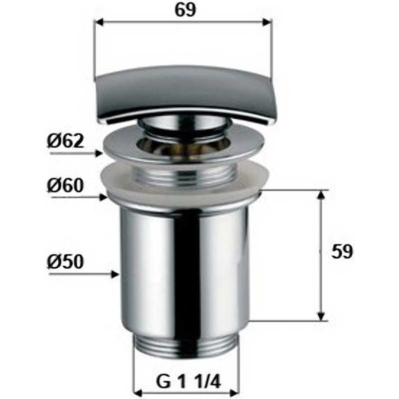 Донный клапан Remer 904SCC114 click-clack Хром от магазина ЛесКонПром.ру