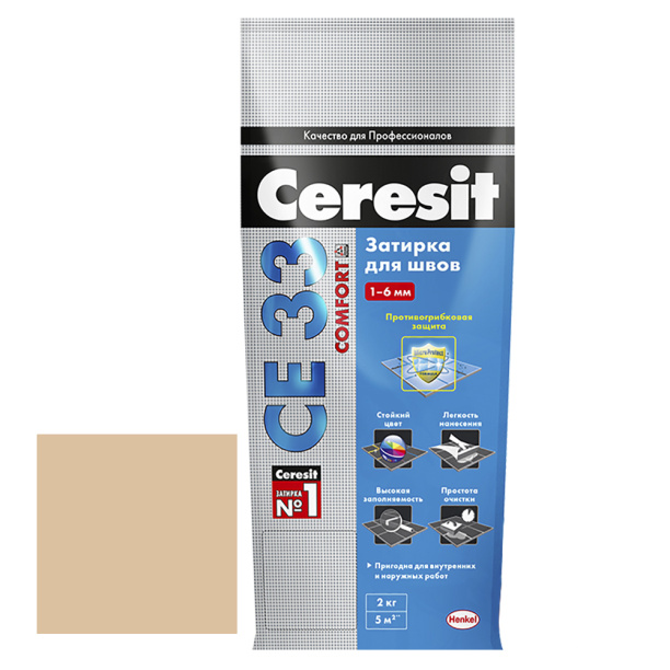 Затирка Ceresit CE 33 1-6 мм карамель 2 кг от магазина ЛесКонПром.ру