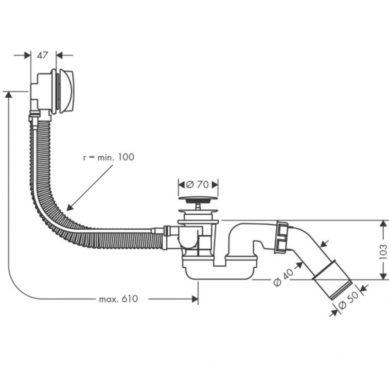 Слив-перелив Hansgrohe Flexaplus 58143000 полуавтомат Хром от магазина ЛесКонПром.ру