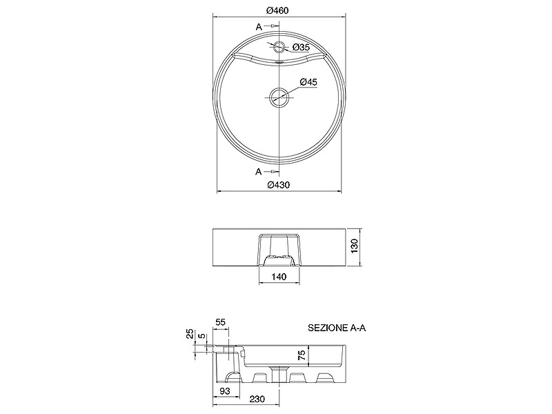 Раковина Scarabeo Thin Line 46 8029/R Белая от магазина ЛесКонПром.ру