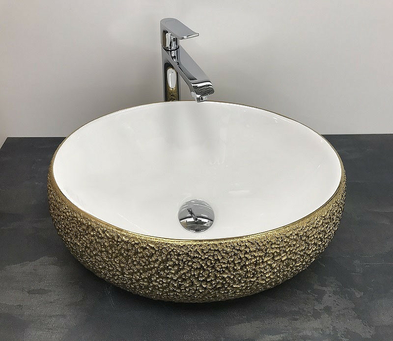 Раковина-чаша CeramaLux 49 433J Бело-золотая от магазина ЛесКонПром.ру