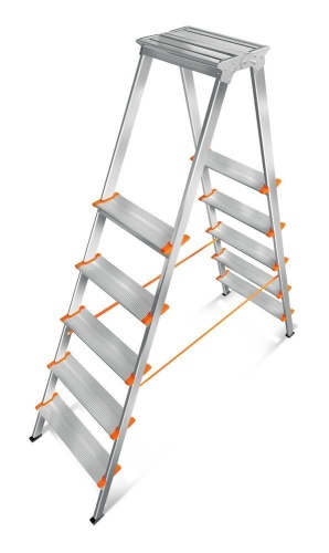 Двухсторонняя стремянка алюминиевая Эйфель 5 ступеней (арт. Мастер 130 - 205) от магазина ЛесКонПром.ру