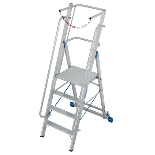 Стремянка алюминиевая Krause Stabilo с большой площадкой и дугой 4 ступени (арт. 127488) от магазина ЛесКонПром.ру