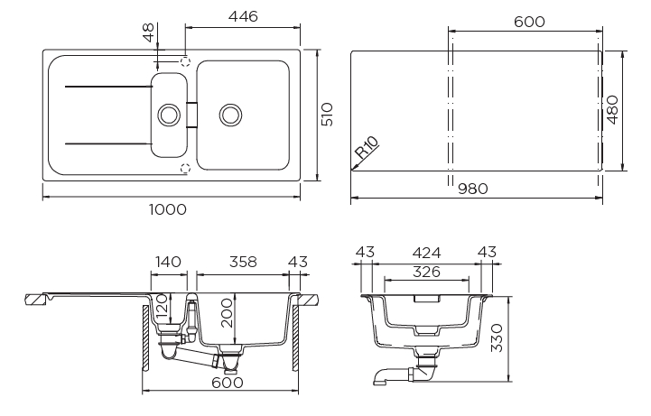 Кухонная мойка WEMBLEY 60D CRISTADUR 700965 SCHOCK от магазина ЛесКонПром.ру