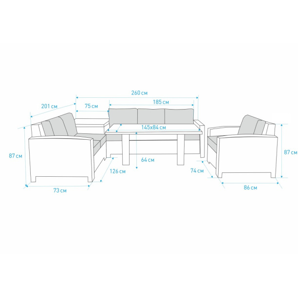 Комплект модульной мебели Чикаго с подушками 5 предметов техноротанг от магазина ЛесКонПром.ру