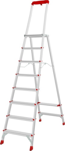 Стремянка алюминиевая профессиональная с широкими ступенями и увеличенной площадкой Новая Высота 8 ступеней (арт. 3137108) от магазина ЛесКонПром.ру