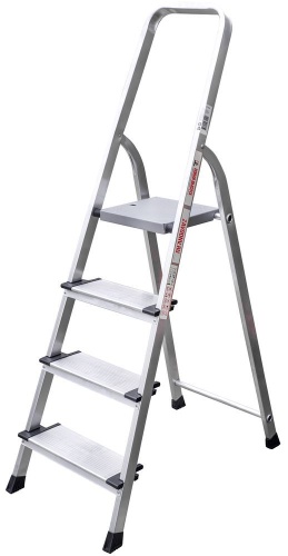 Стремянка алюминиевая с широкой ступенью Новая Высота 4 ступени (арт. 2117104) от магазина ЛесКонПром.ру