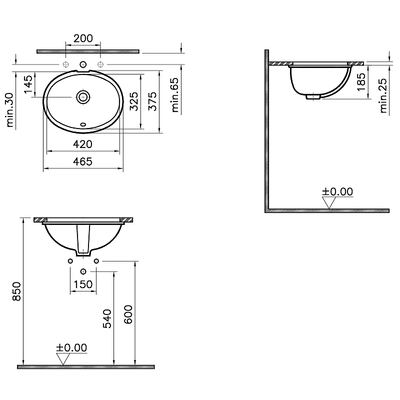 Раковина Vitra Arkitekt 47 6039B003-0012 Белая от магазина ЛесКонПром.ру