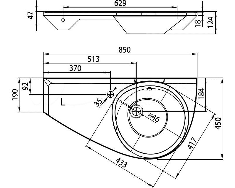 Раковина Ravak Avocado 85 L XJ1L1100000 Белая от магазина ЛесКонПром.ру